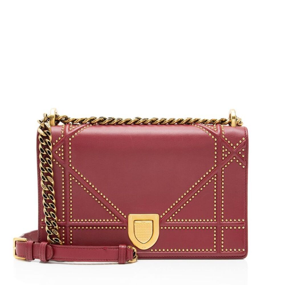Dior Calfskin Studded Diorama Small Shoulder Bag